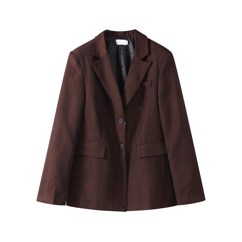 Elegant Blazer Women Fashion Brown Shoulder Pad Cinched Waist Suit Jacket Commute Office Lady Women's Professional Jacket