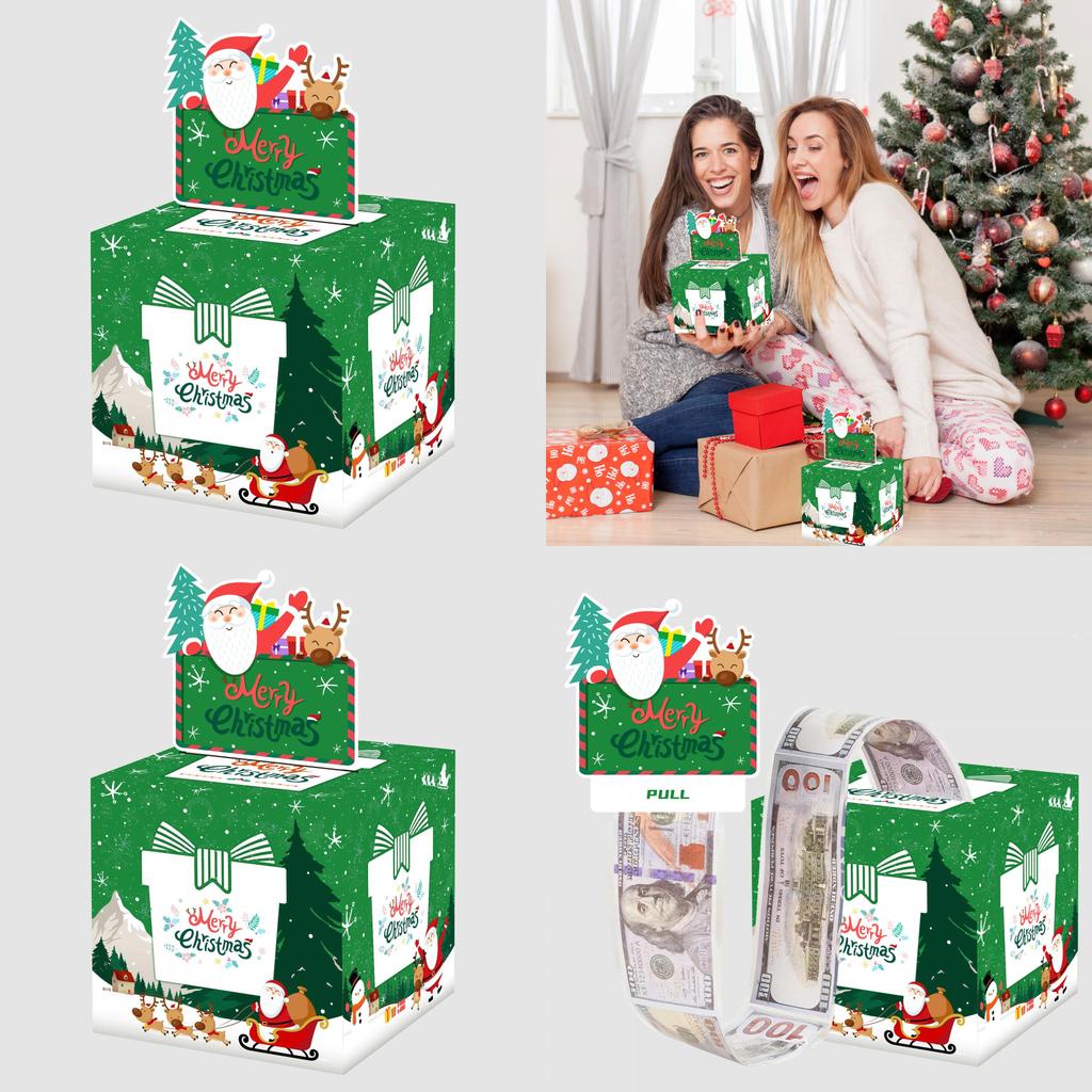 Зеленая подарочная коробка для рождественской вечеринки с принтом Санта-Клауса для семьи и друзей