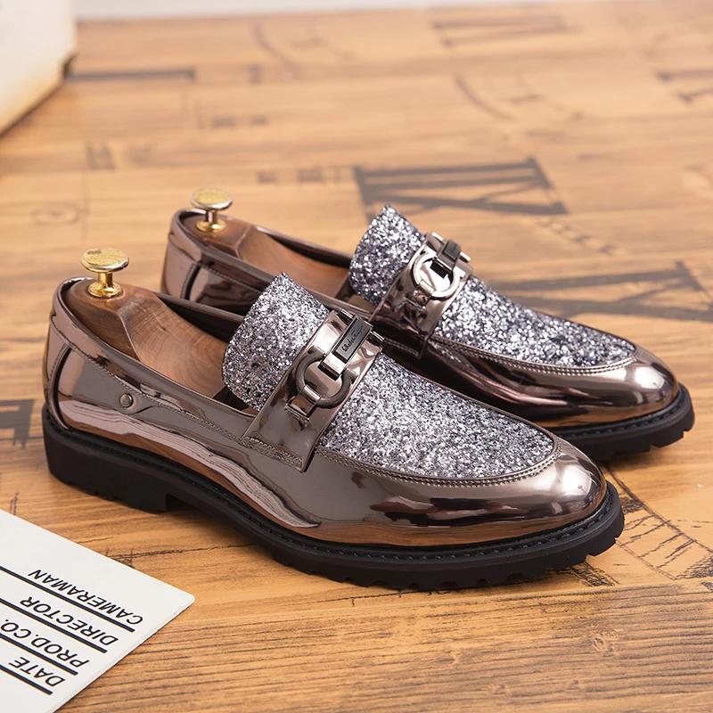 Fashion Men Leather Shoes Outdoor Formal Fashion Men Casual Shoes Breathable Mens Dress Wedding Shoes Club Party Loafers Adult Footwear