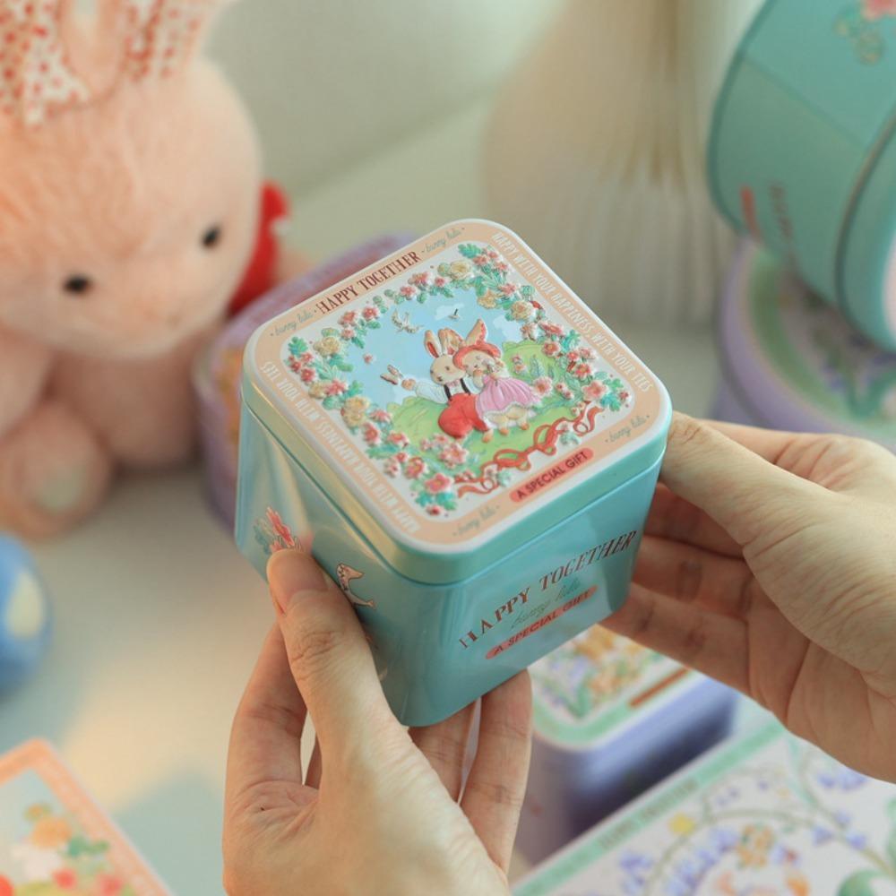 Тиснение Печать Пасхальный Кролик Жесть Жестяные Банки для Пасхальных Подарков Пасхальная Конфетница Свадебный Подарок