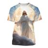 Jesus 3D Printed T-Shirt Men's Fashion Casual Short Sleeves Round Neck T Shirt Christian God Summer Oversized Tops Tees Clothes