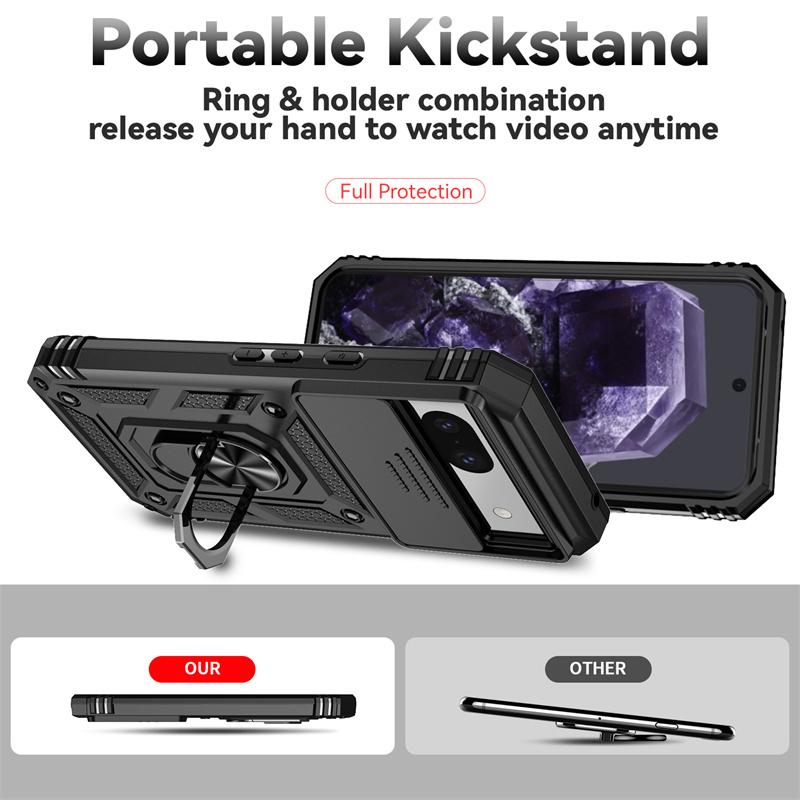 Бронированный чехол для Google Pixel 8A 8 7A 7 Pro 6 6A, чехол для Pixel 9 Pro, защита объектива, кольцо-подставка, магнитный держатель, полная защита для бизнеса