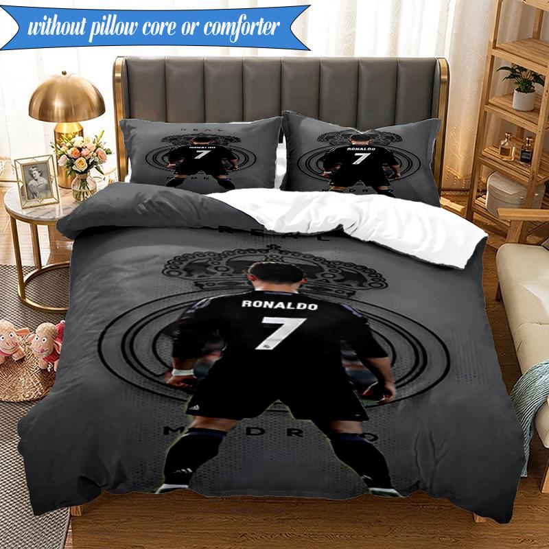 3PCS Real Madrid Legend Bedding Set 2D Printing (Includes 1 Duvet Cover + 2 Pillowcases Coreless), Bedroom decor,Fan gift