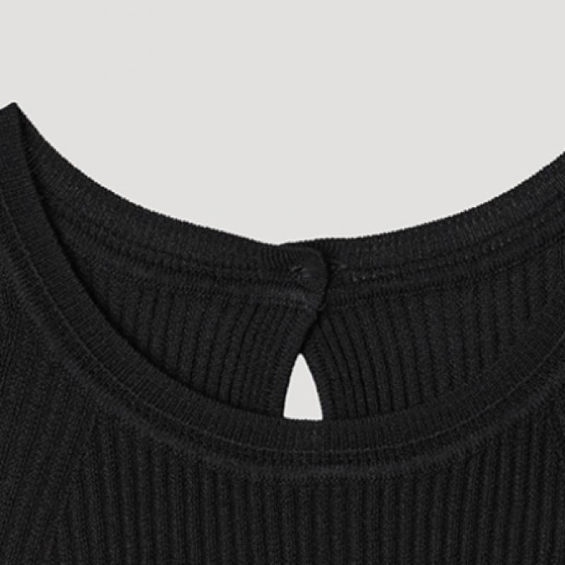 [She S miSS] Круглый вырез горловины Трикотаж без рукавов SSkpop22100 Bk