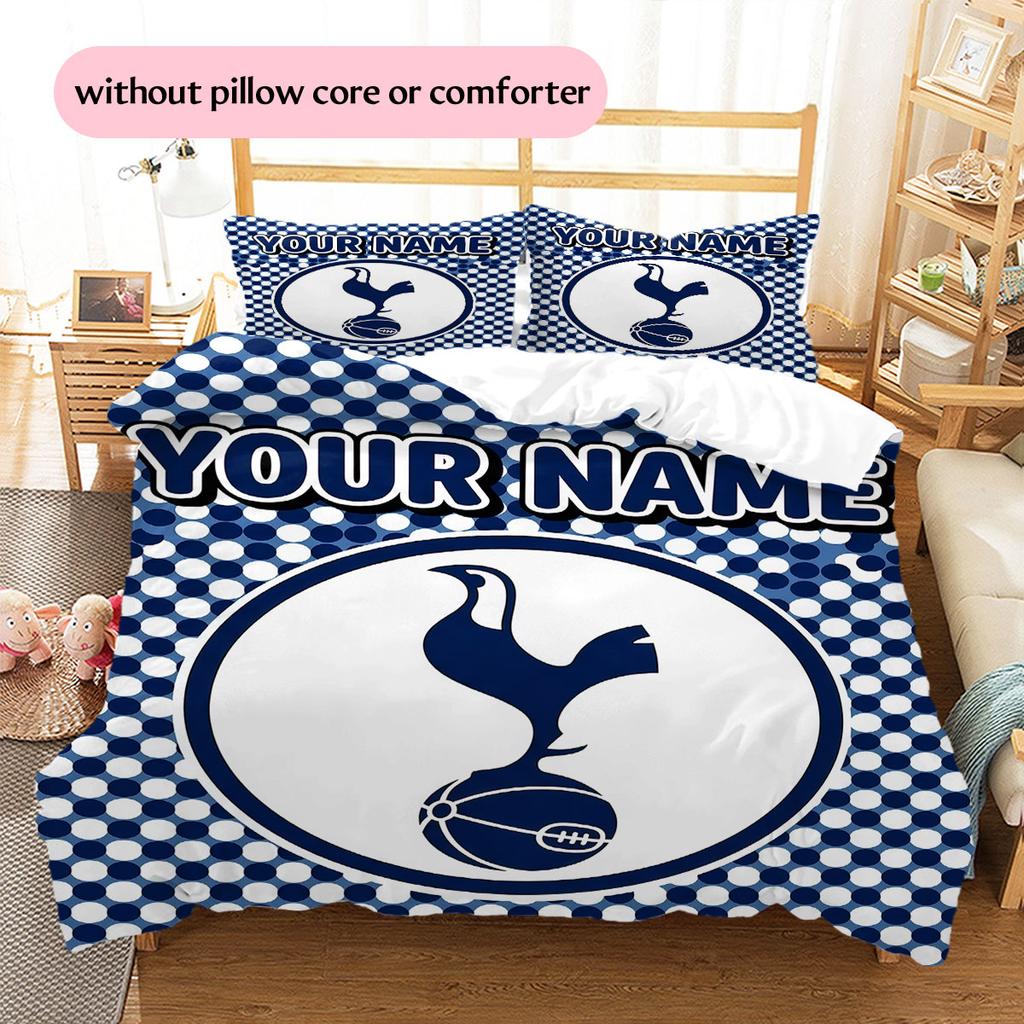 Custom Name,Tottenham Hardcore Pattern Bedding Home Decoration Birthday Gift ( 1 duvet cover + 2 pillowcase, without core),fan merchandise.