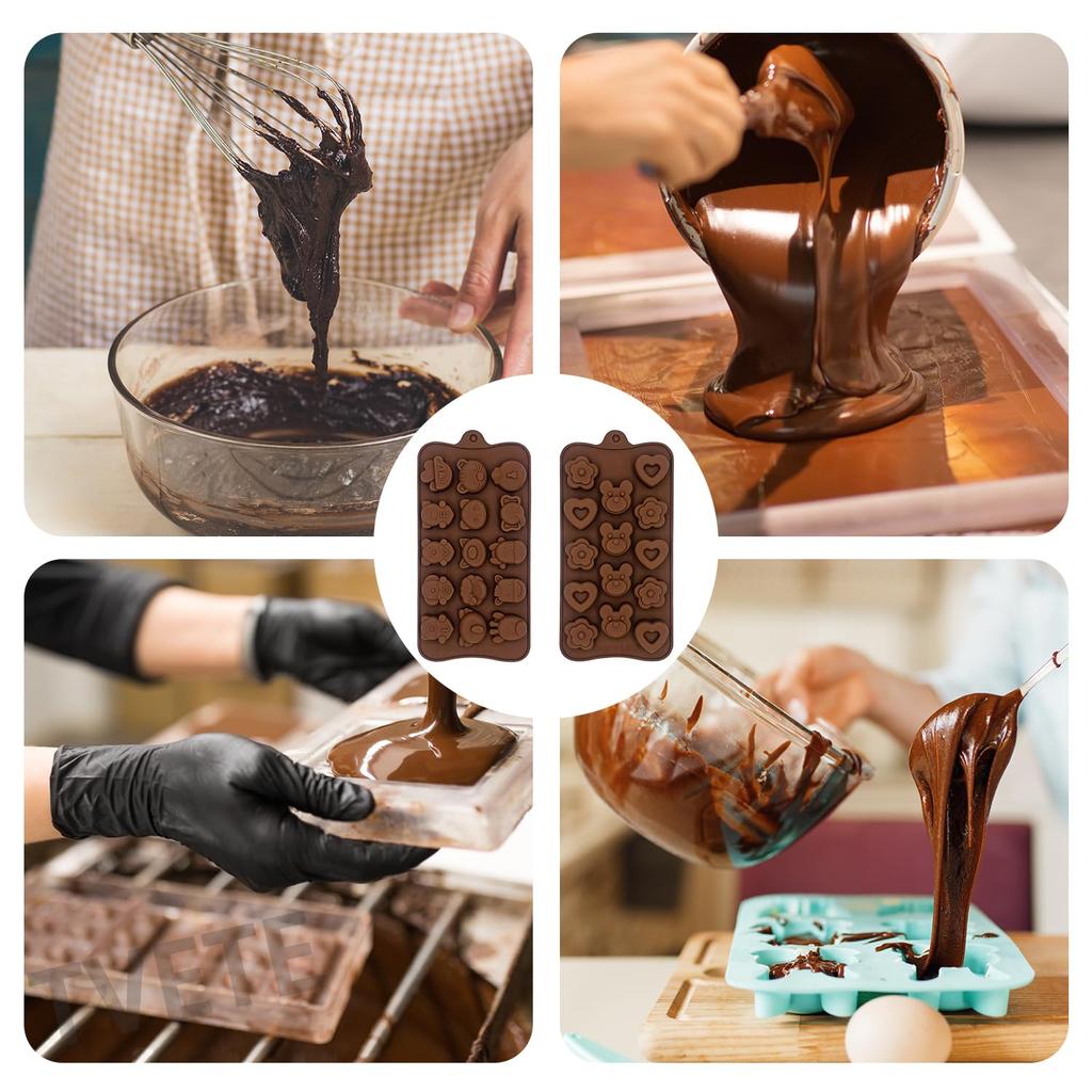 TVETE Silicone Chocolate Molds of Cute and Cat Animal 3D Chocolate Easy To Flexible Silicone Molds for Homemade Ice Cube Makes 29 Chocolates At a Time