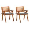 Day and Night - Day and Night Garden Dining Chairs with Cushions 2 Pcs Solid Acacia Wood