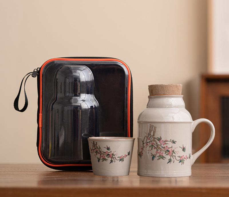 Керамические кружки с пробковой пробкой термосы с ручкой бутылка для воды большой емкости изолированная чашка для горячего чая кофе классическая посуда для напитков