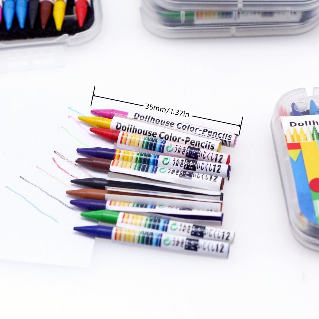 Dollhouse Miniature Mini Boxed Colorful Crayon Dolls Accessories Mini Painting Tools Dollhouse Decoration Scene Model