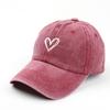 Washed Distressed Baseball Cap Heart Embroidered Couples Allseason Softtop Peaked Cap Hats for Unisex Women Outdoor Sun Hats