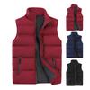 Men Winter Vest Full Zipper Closure Casual Men Thicken Waistcoat Solid Color Stand Color Zipper Pockets Male Down Cotton Coat Thermal Sleeveless