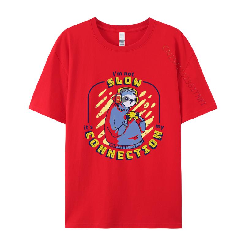 Slow Connection Sloth Gamer Funny Sloth Tshirts Men Clothess Tshirts Unique TShirt Cotton Gothic Animes Alternative