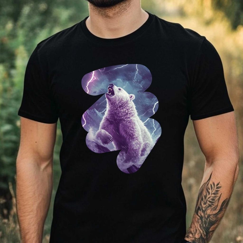 T-Shirt Herren Blitzbär Motiv Baumwolle Größe XS bis 5XL