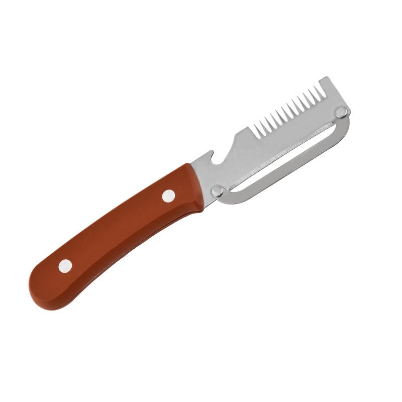 3 in 1 Multifunction Serrated Knife Vegetable Peeler Handle with Bottle Opener for Culinary Kitchen Tools