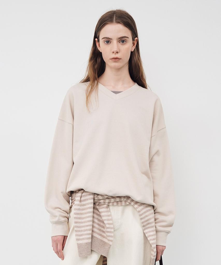 TTUDEMENT 50S V-Neck Sweatshirt_Beige