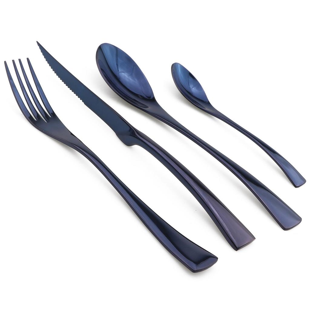 4piece Rainbow Black Flatware Cutlery Set Stainless Steel Dinnerware Sharp Steak Dinner Knives Forks Tea Spoons Tableware Set