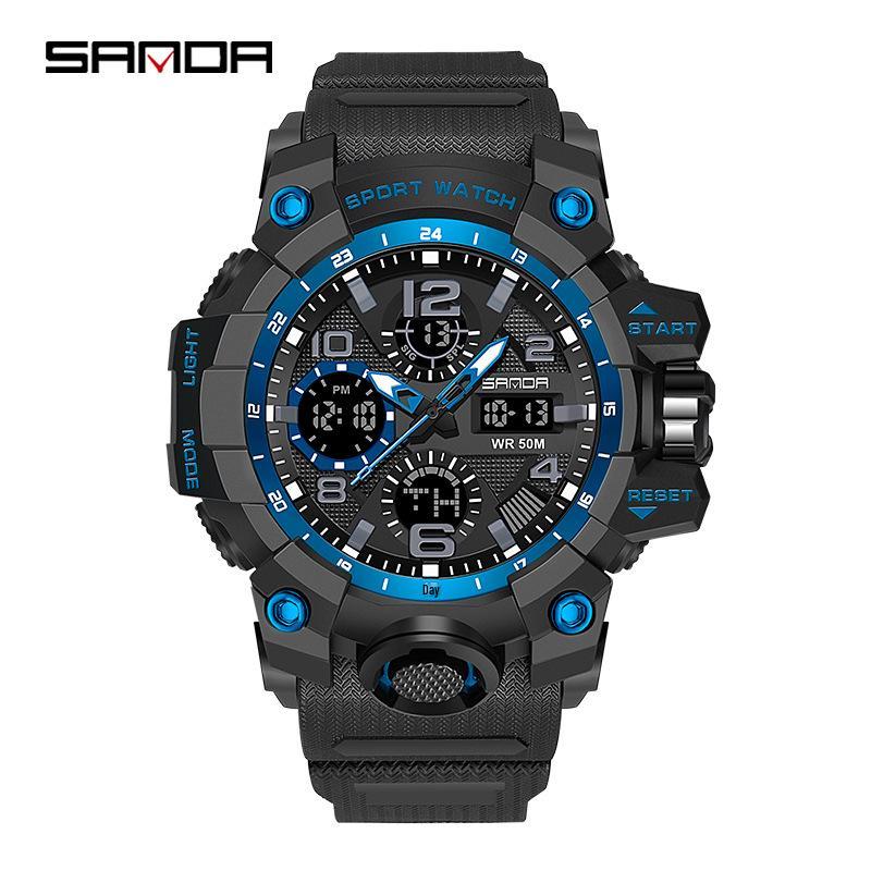 Sanda Teen Multi-functional Waterproof Sports Watch with Alarm & Luminous Display