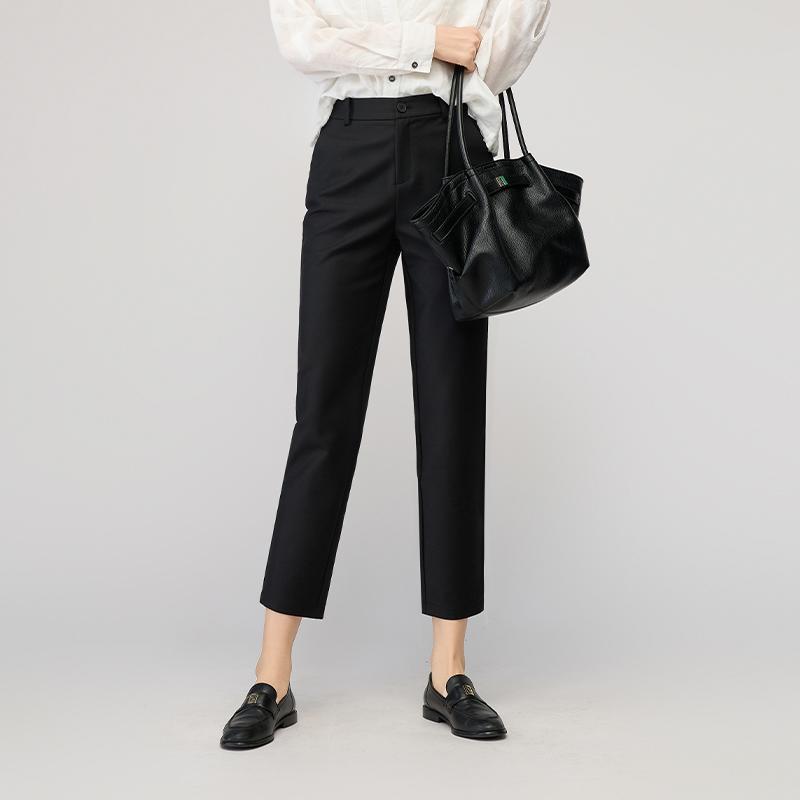Narrow straight leg pants for women commuting, 9-inch cigarette tube pants, casual suit pants