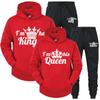 Lover Tracksuit Hoodies Printing QUEEN KING Couple Sweatshirt Hooded Clothes Women 2 Piece Set Men Women Sportwear