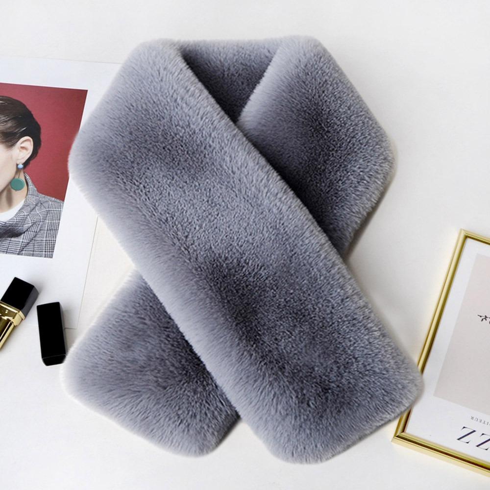 Искусственный кроличий мех шарф-крест однотонный шарф из искусственного кроличьего меха милая грелка для шеи женский