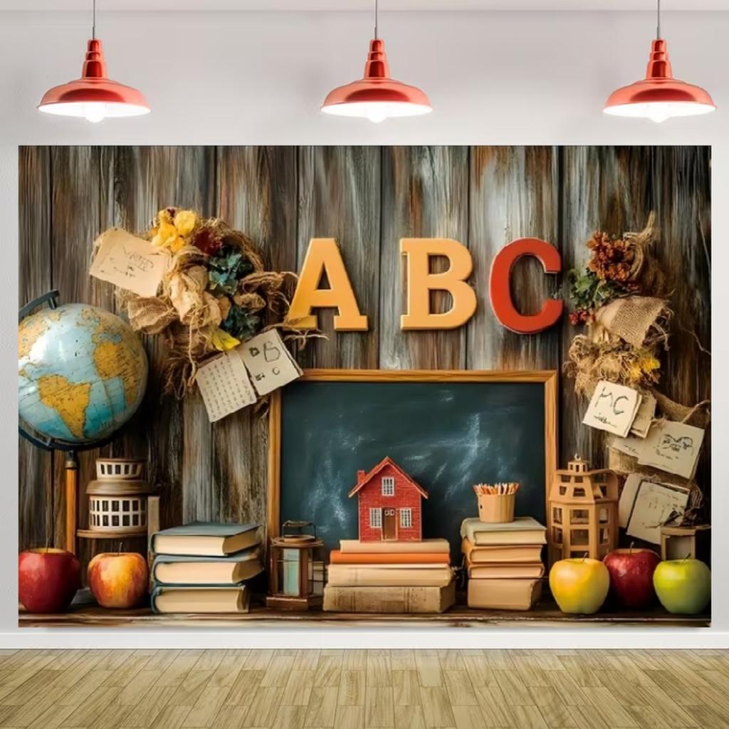 Welcome Back To School Backdrop Blackboard Chalk Figure Scene Children Graduation Party Decoration Background Photography Props