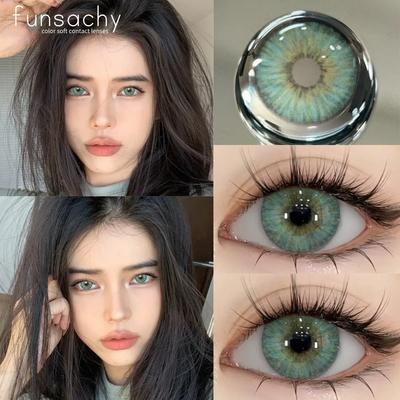 FUNSACHY 2024 Новые цветные контактные линзы 1 пара для летнего использования Зеленые линзы для глаз Синие большие глаза Контакты Макияж Косметика Красота Ученики