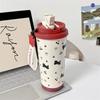 Cartoon Cat Pattern Insulated Cup Leak-Proof Straw Cup Durable Thermos Mug Travel