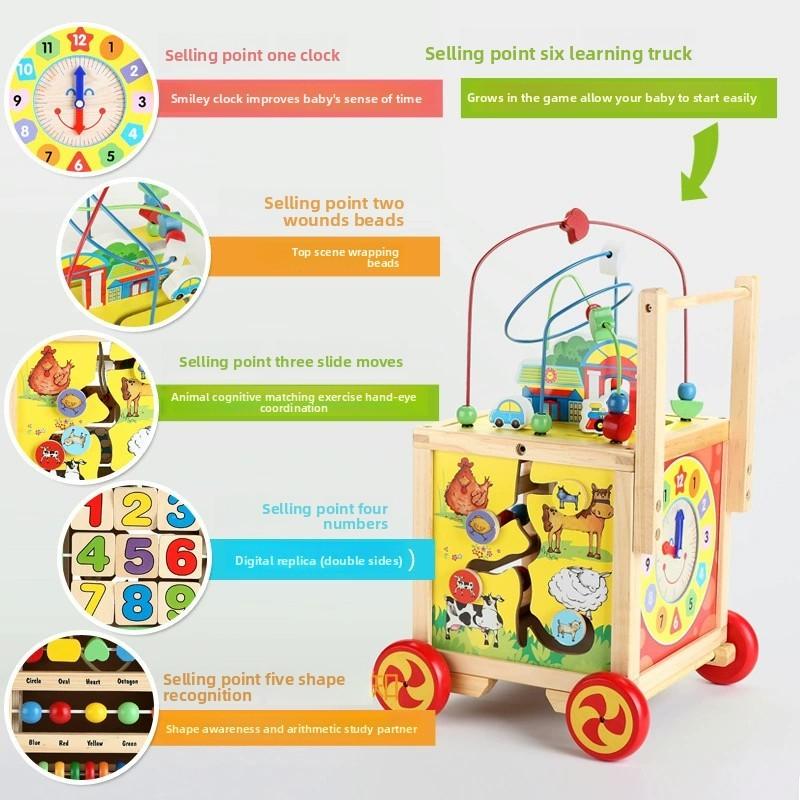 Деревянные детские ходунки для обучения с многофункциональностью для раннего развития