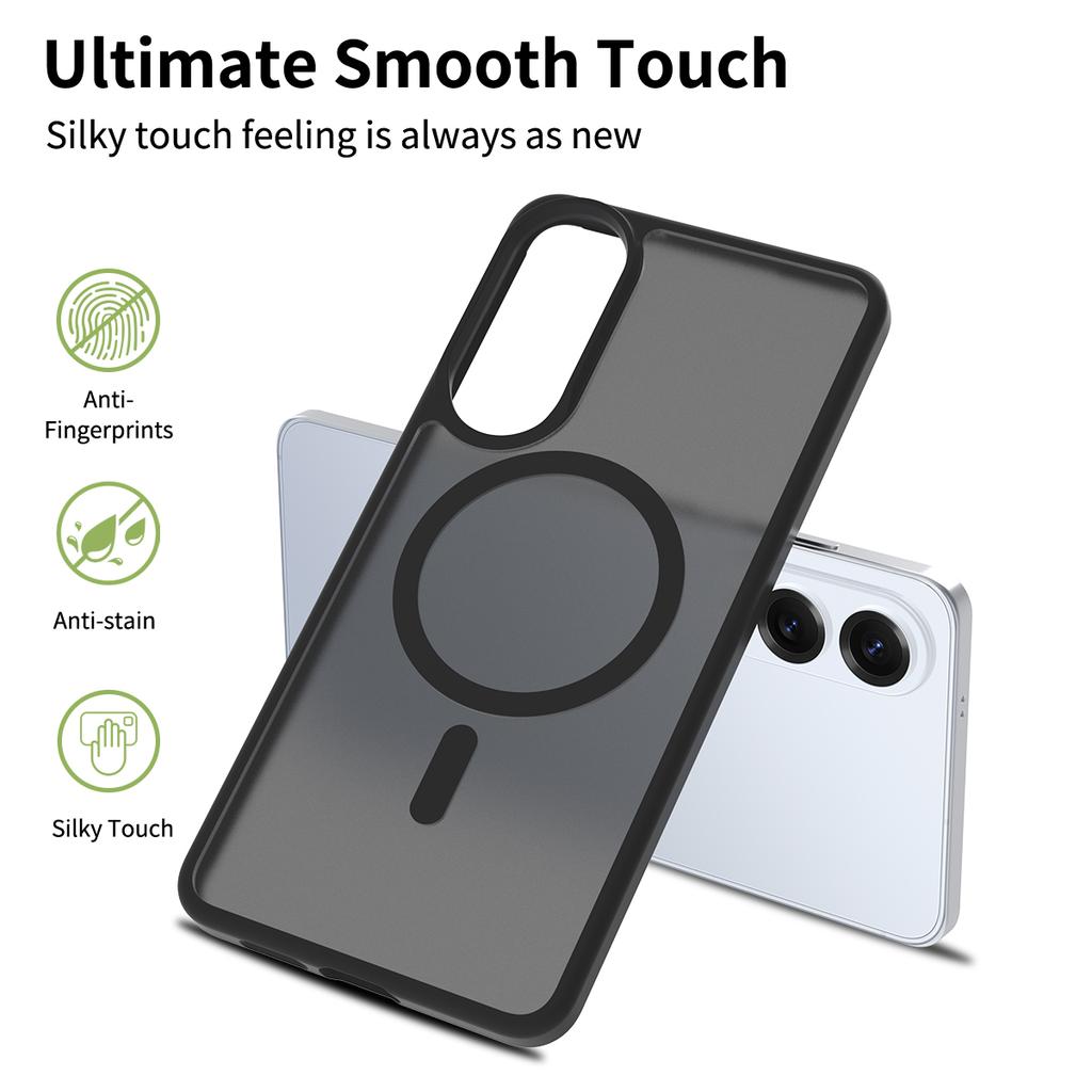 Магнитный чехол для телефона с покрытием Soft Touch для Samsung S25 Edge S25+ S24 FE S23 Ultra Magsafe Беспроводная зарядка TPU Рамка Пластиковая задняя крышка