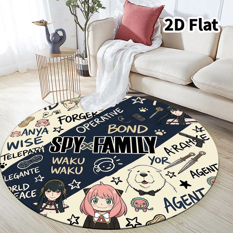 Ковер круглый Spy Family Ковер для гостиной, спальни, дивана, игровой комнаты Декор Нескользящий коврик для пола