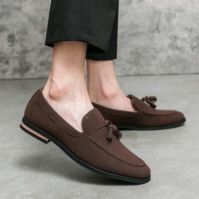 FashionSpring Высококачественные замшевые мужские туфли Мокасины Коричневые туфли из нубука Туфли для вождения Удобные повседневные туфли с мягкой подошвой и кисточками