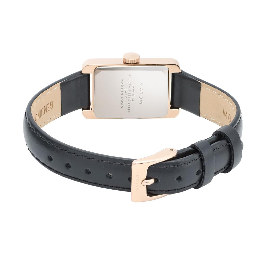 Authorized Distributor [MATOW] Matou Watch Women's Mw004010 [Tsuki Oborozuki - Oborozuki -] Rectan Rose Gold Black Leather Circle Roman