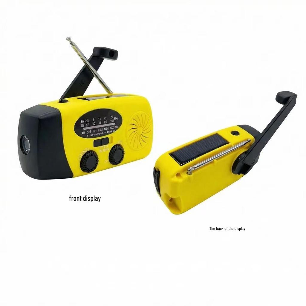Solar Hand-Crank Emergency Radio with SOS Flashlight & Power Bank