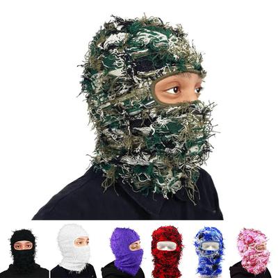 Зимние теплые шапки Skullies для женщин и мужчин, потертые вязаные шапки-маски для лица, пушистая балаклава для катания на лыжах, шейный платок, шапка-бини