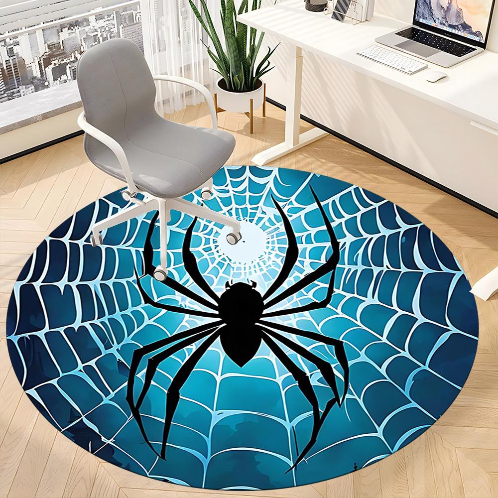 1PCSpider Web Office Round Area Rug, Mat Suitable For Office, Under Office Chairs Bedroom Living Room Home Decor, Room Deco