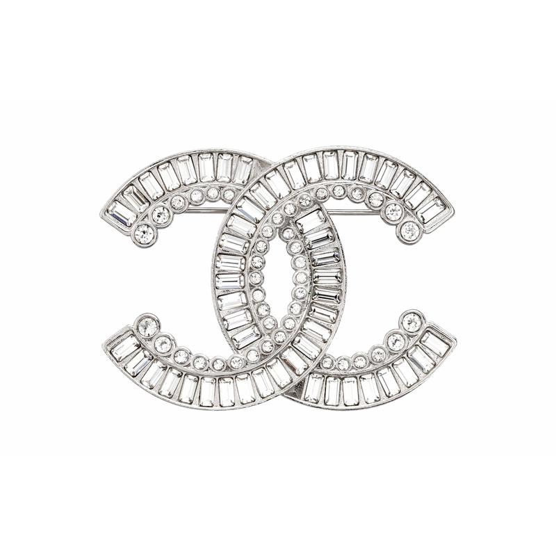 Chanel Классическая металлическая брошь с узором Double C Женский стиль