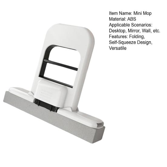 Mini Foldable Desktop Mop Compact Design Kitchen Countertops Glass Small Mop Self-Squeeze Sponge Cleaning Tool