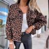 Women's Spring & Autumn Leopard Print Denim Jacket - Long Sleeve, Short, Loose Fit In Stock for 2025