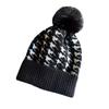 Knit Hat For Women With Vintage Houndstooth Pattern And Warmth For Autumn Winter Fashion