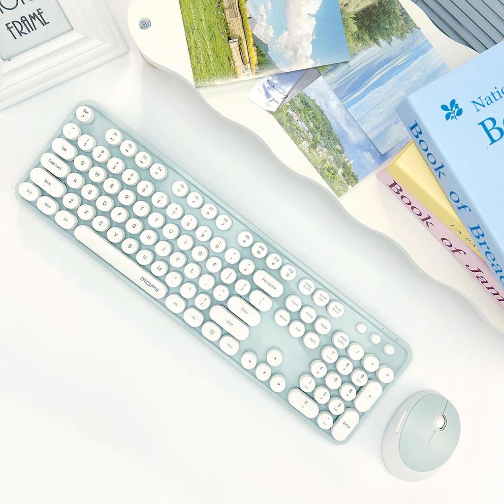 Mofii Милый комплект из беспроводной клавиатуры и мыши 2.4G со 104 круглыми клавишами, разработанный для офиса