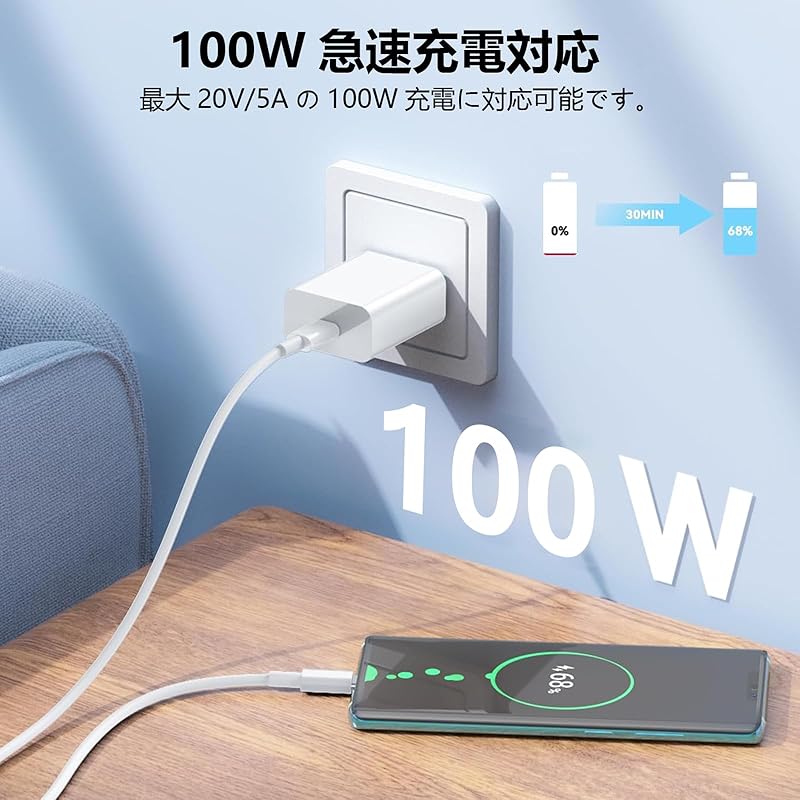 USB Type C Cable 0.5m (Set of 3) Suptopwxm [PD Compatible 100W/5A Fast Charging ][ USB-C & ]Highly Durable PVC Material USB for Smartphones, Tablets,