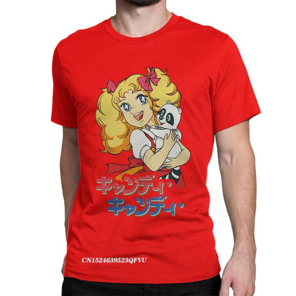 Футболка Funny Candy Candy Anime 80s Kawaii Manga Футболка для мужчин и женщин с круглым вырезом из хлопка Футболка Harajuku Футболка больших размеров Топы