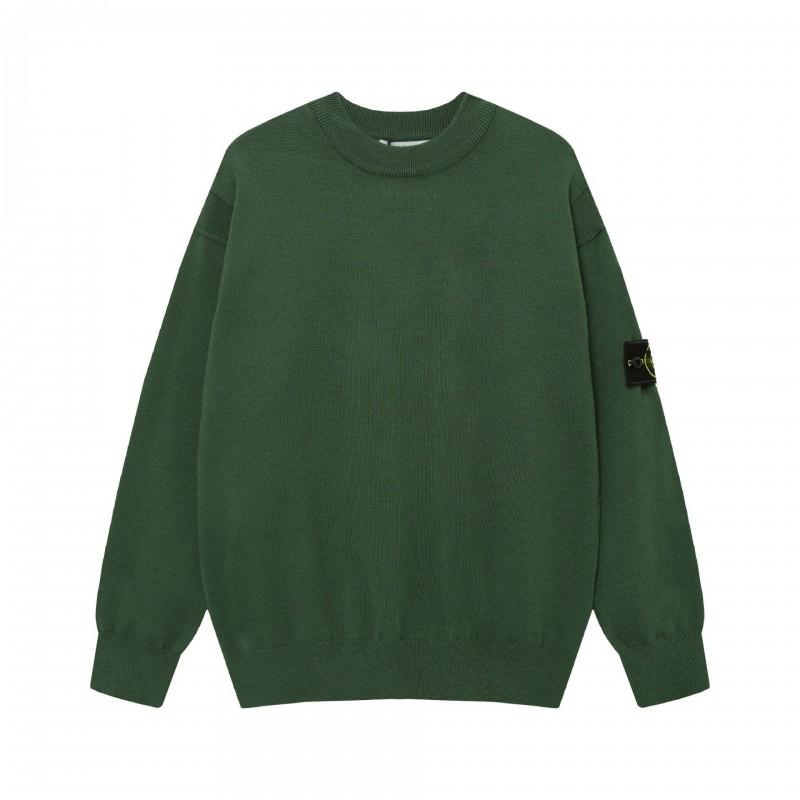 Unisex Classic Crewneck Long Sleeve Sweater With Embroidered Patch Warm Knit Pullover Winter Daily Wear