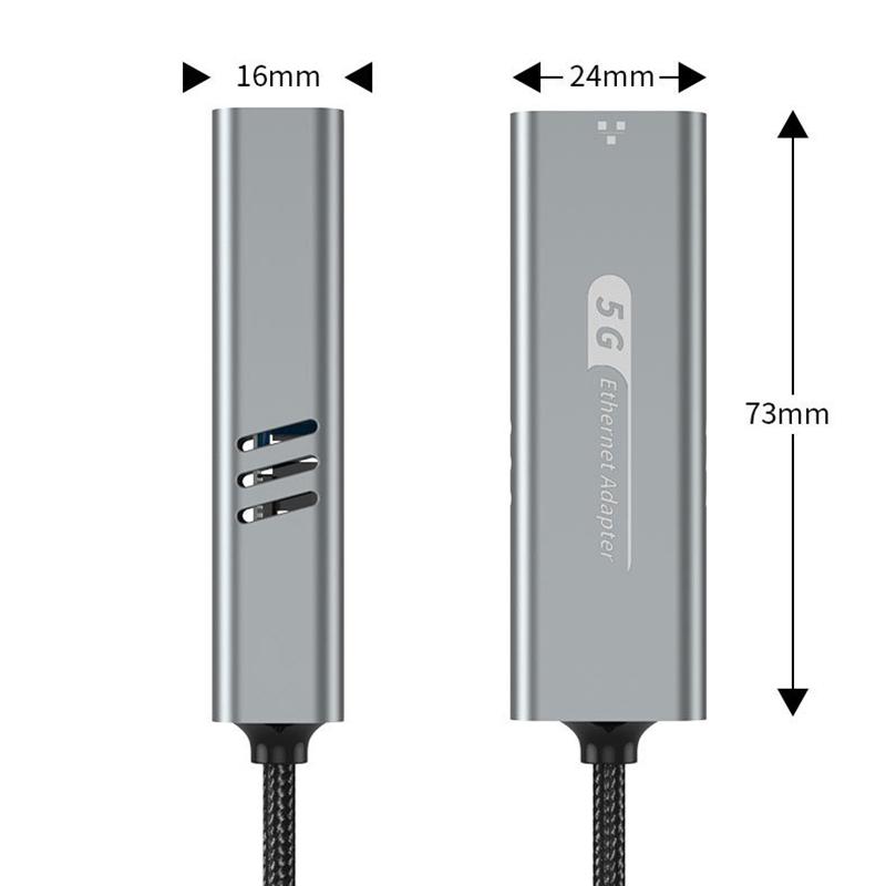 Адаптер USB 5 Гбит/с на Ethernet для ноутбука, чипсет RTL8157, 5000 Мбит/с USB3.2 на RJ45, сетевой конвертер 5G 2.5G 1G 100 Мбит/с