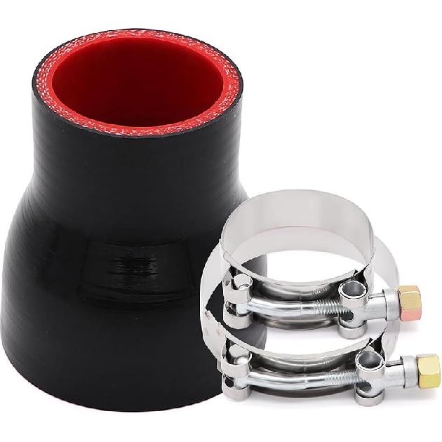 Прямой черный силиконовый редукционный соединитель от 3 до 4 дюймов с 2 Т-образными хомутами 4 слоя полиэстеровой арматуры Подходит для патрубка турбонаддува высокого уровня