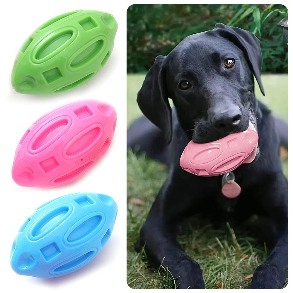 TPR Собака пищащая игрушка в форме мяча для регби игрушка для скрежета зубов у собак средних и крупных пород