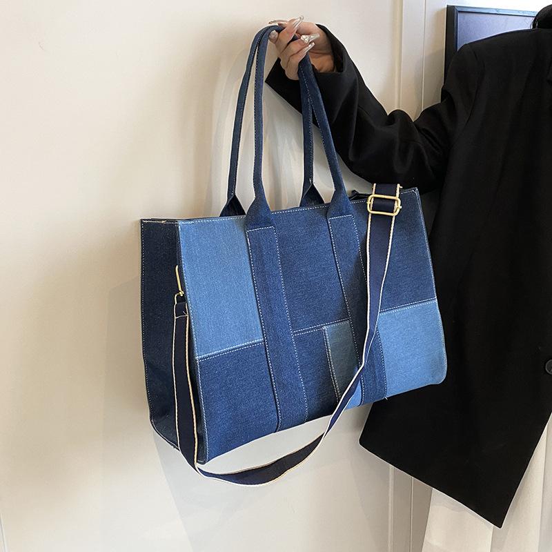 Джинсовая сумка большой вместимости Женская новая сумка через плечо Сумка-тоут для поездок