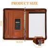 Portfolios  Organizer 4-Ring Binder Leather  A4 Zippered Padfolio with 10 Inch Tablet  Solar Calculator Card Storage and Writing Pad