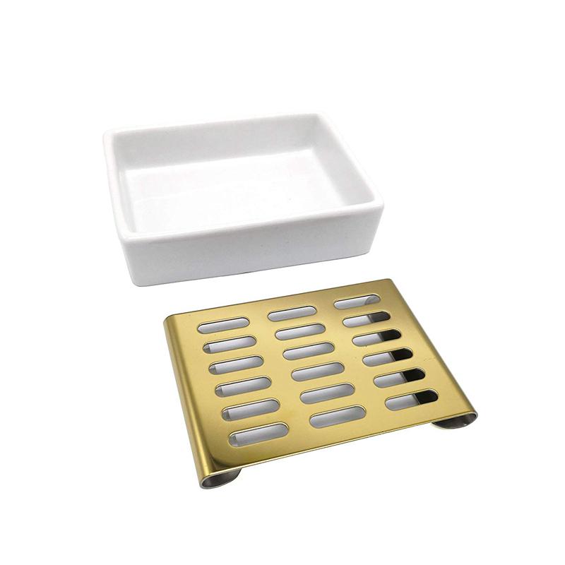 A30u-Керамическая мыльница Держатель для мыла из нержавеющей стали Для ванной и душа Двухслойная дренажная мыльница