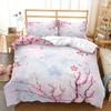 Pink Floral Duvet Cover Japanese Cherry Blossoms Theme Bedding Set Spring Romantic Quilt Cover for Girl Microfiber Bedspread